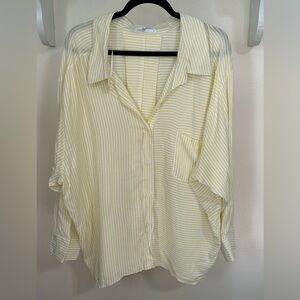 NEW Carly Jean Los Angeles Yellow & White Striped Button-Up Top